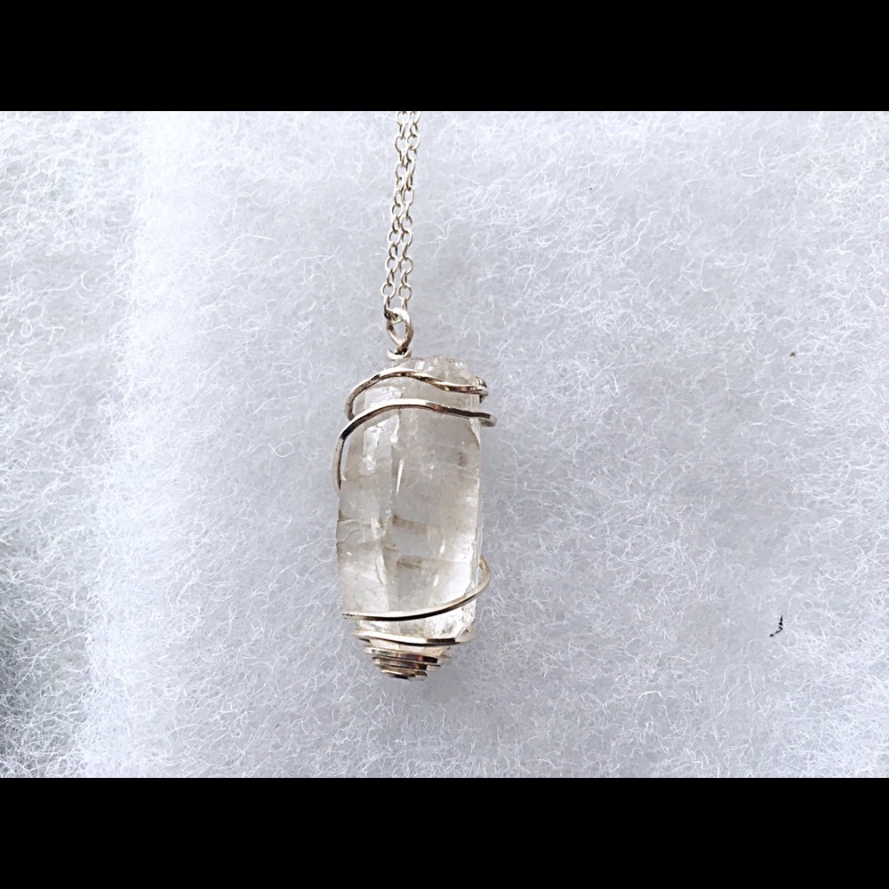 BoHo sterling silver wire wrapped Quartz Crystal